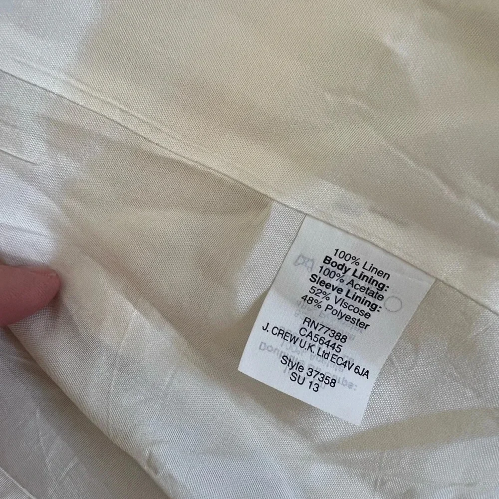 J Crew White 100% Linen Classic Suit Blazer | Size 0